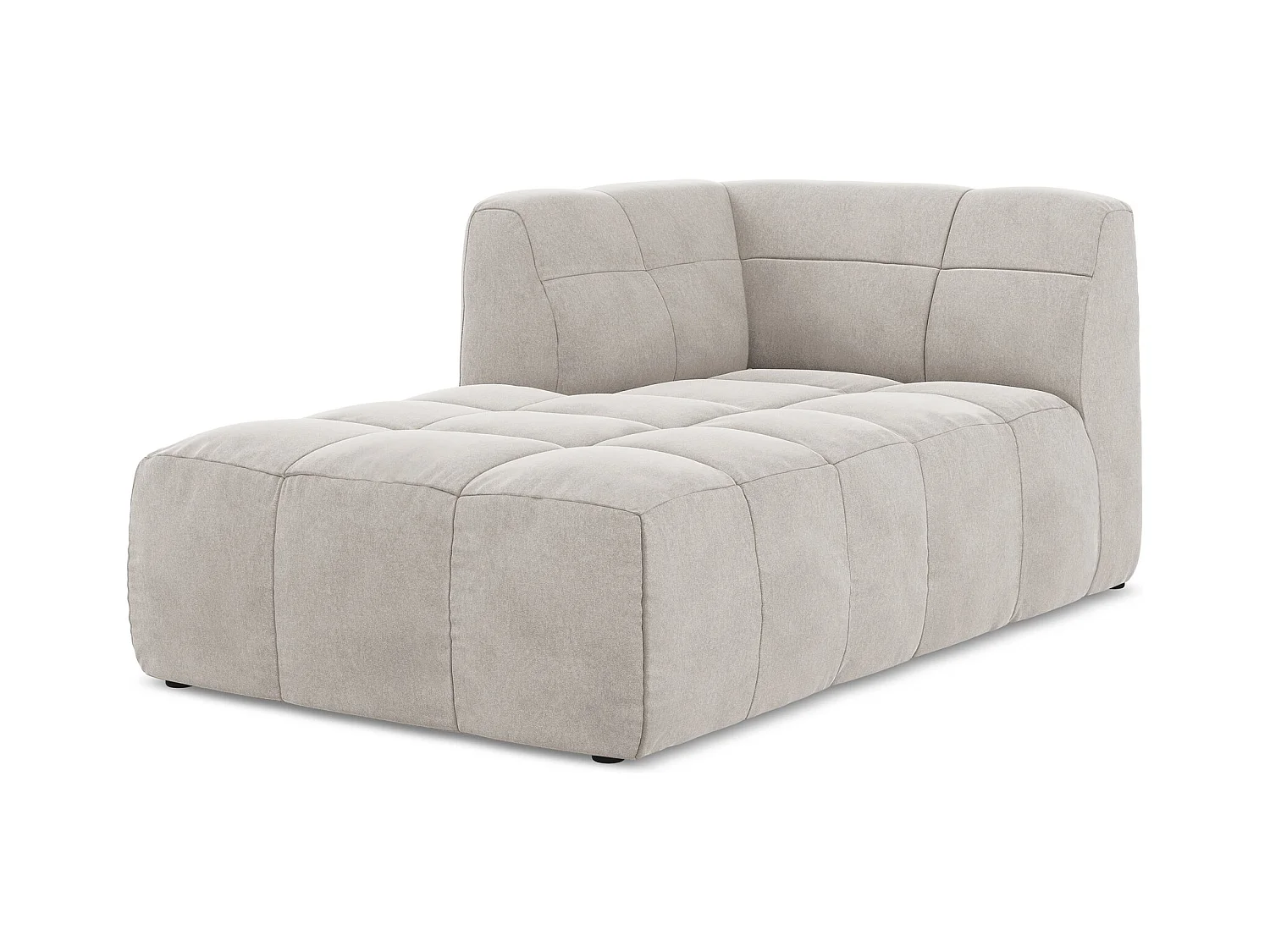 Méridienne gauche en velours - beige clair - ALOHA