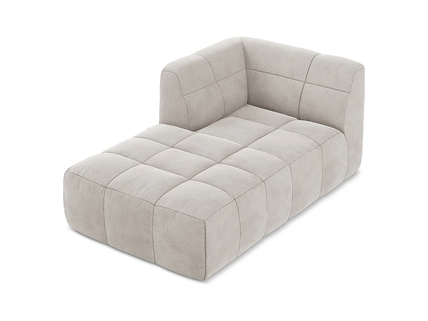 Méridienne gauche en velours - beige clair - ALOHA