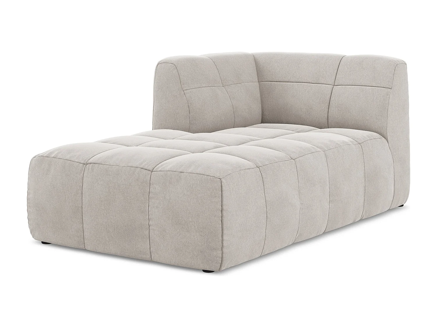 Méridienne gauche en velours - beige clair - ALOHA