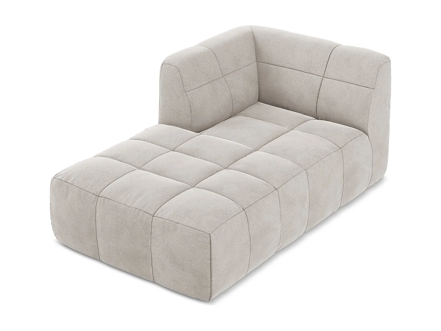 Méridienne gauche en velours - beige clair - ALOHA