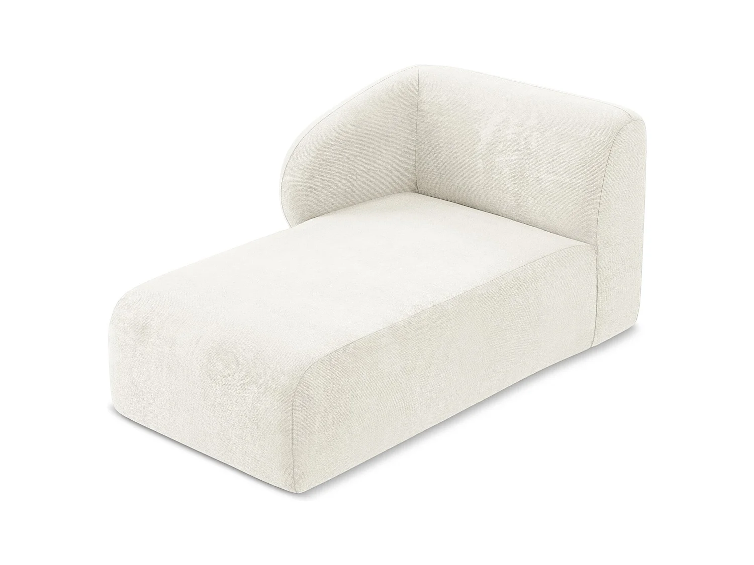 Chaise longue met hoek links van wit chenille stof - LANI