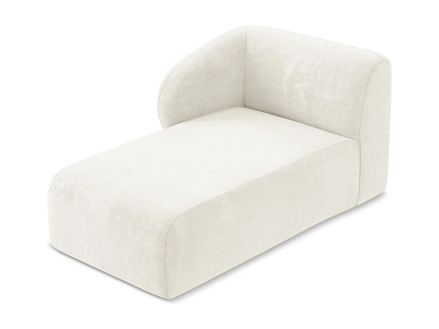 Méridienne gauche en tissu chenille - blanc - LANI