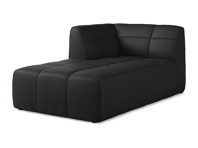 Szezlong lewostronny - ze skóry syntetycznej - czarny - ALOHA