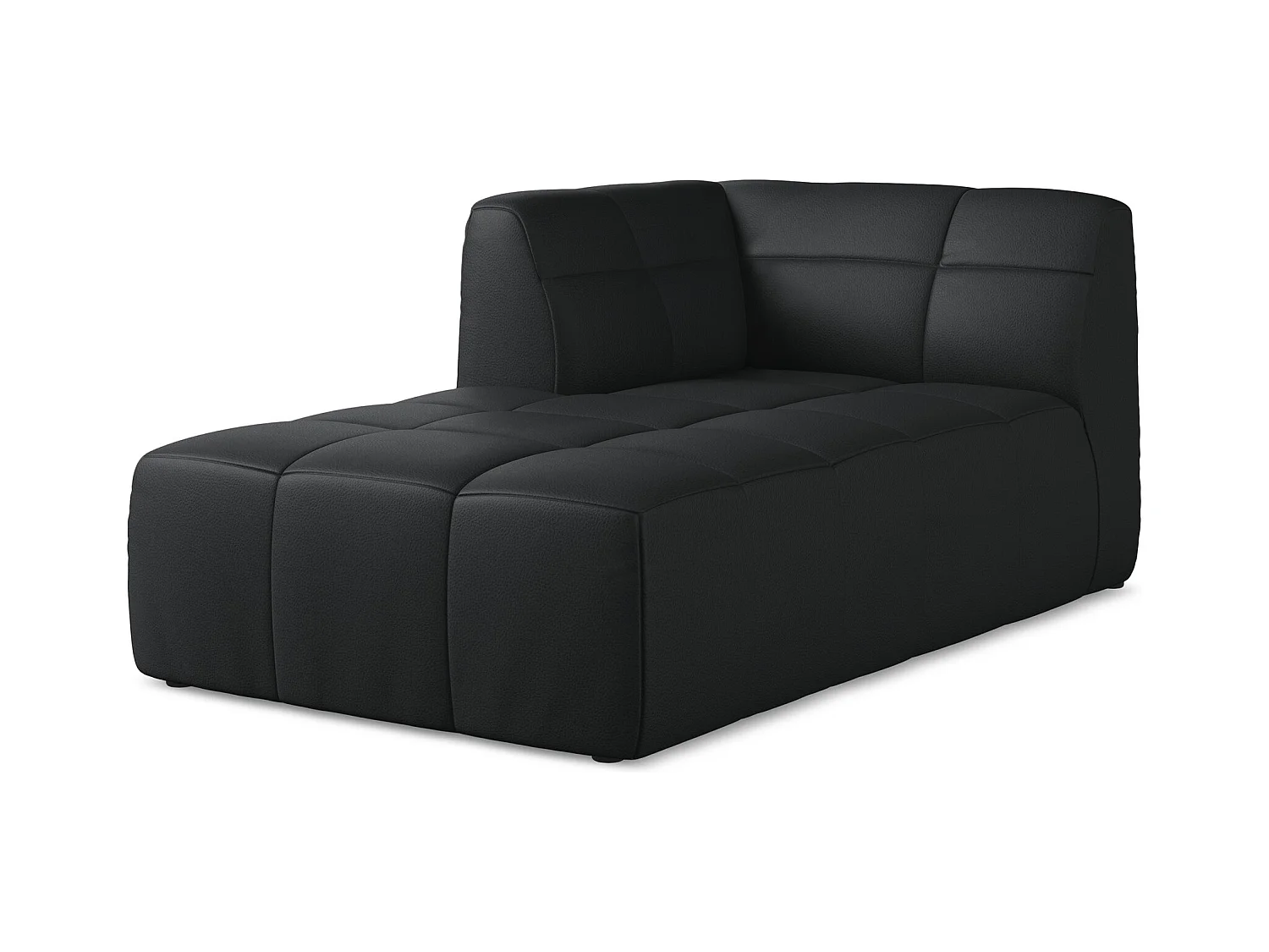 Chaise longue met hoek links van zwart kunstleer - ALOHA