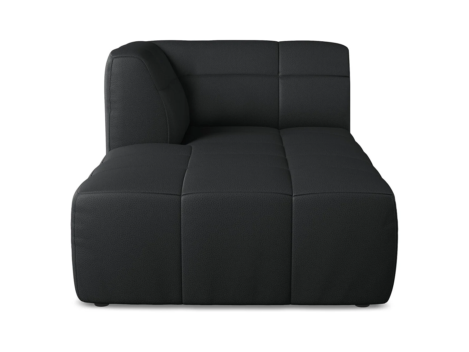 Chaise longue met hoek links van zwart kunstleer - ALOHA