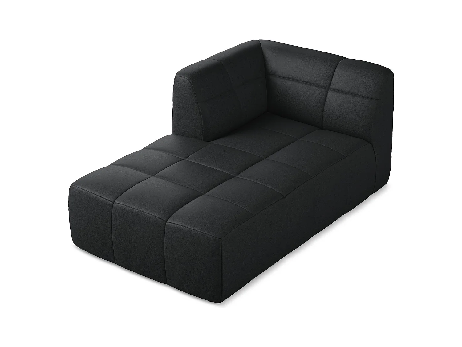 Chaise longue met hoek links van zwart kunstleer - ALOHA