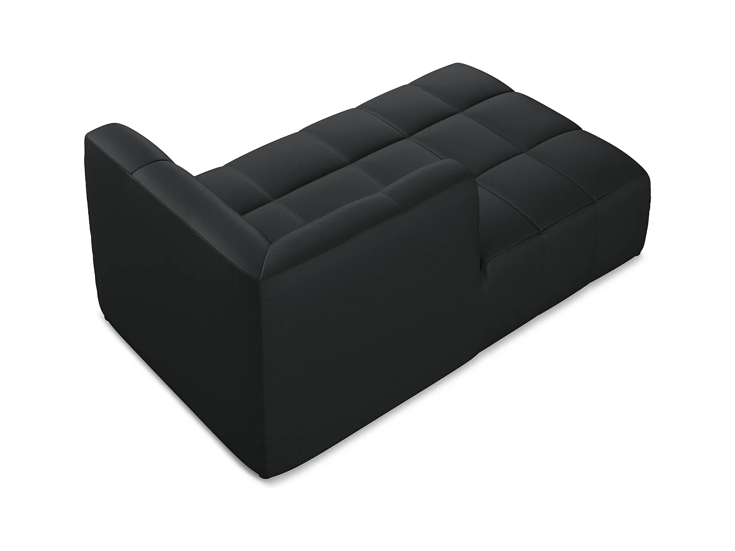 Chaise longue met hoek links van zwart kunstleer - ALOHA