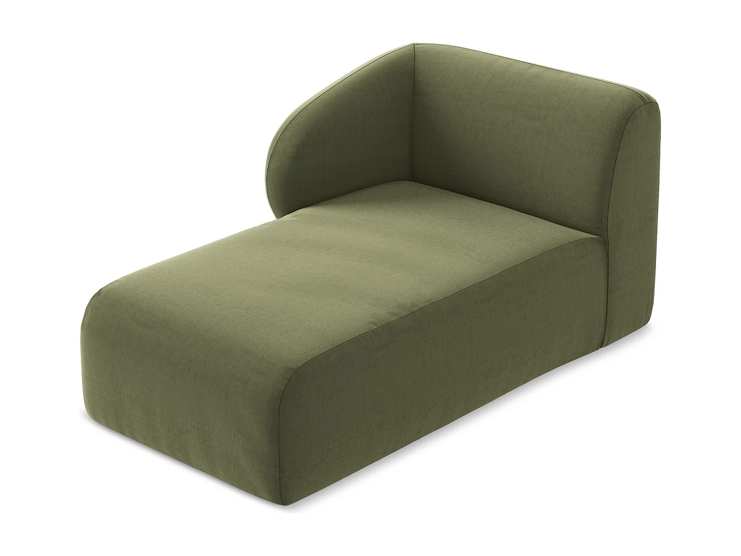 Méridienne gauche en velours - olive - LANI
