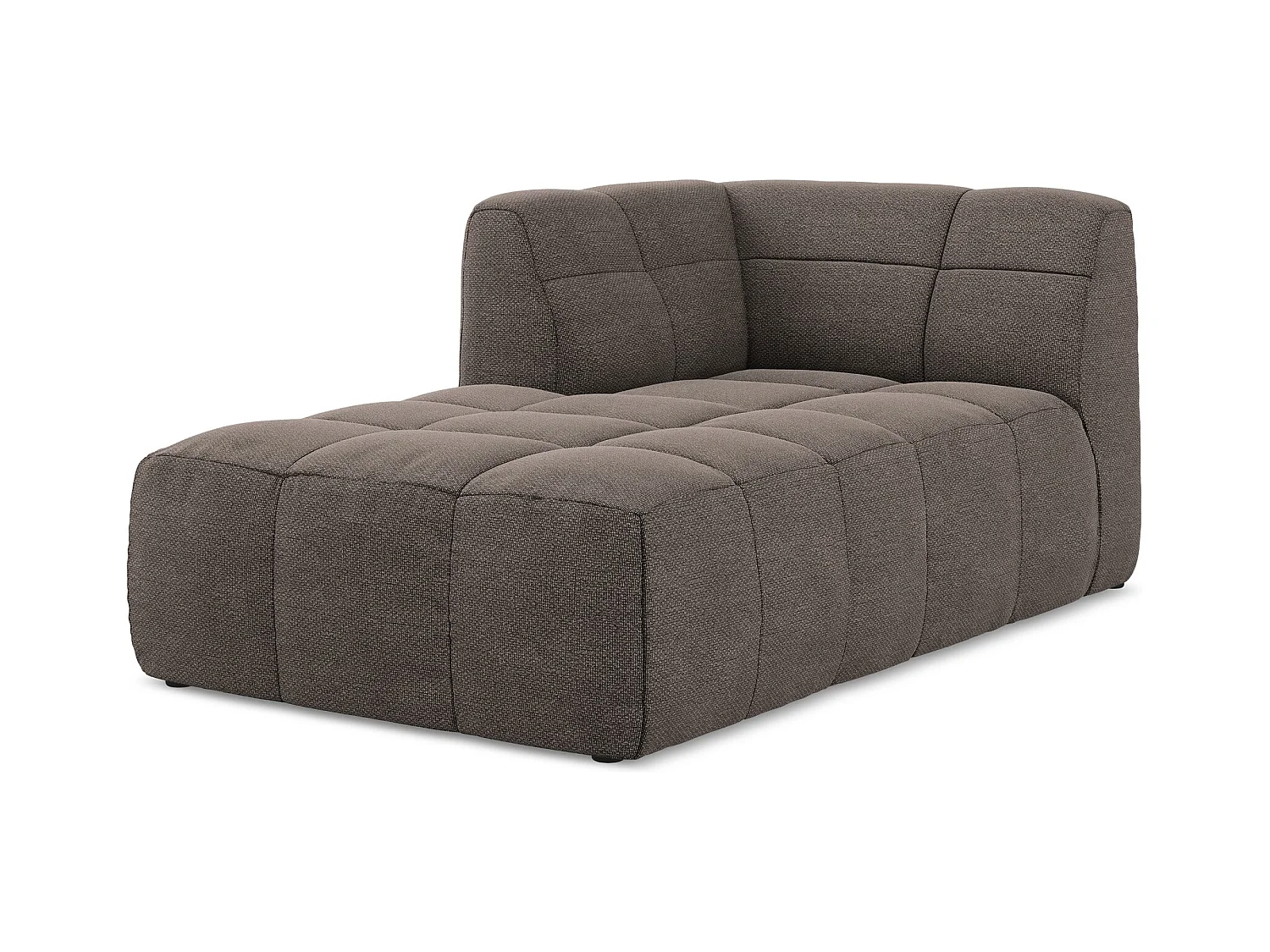 Chaise longue met hoek links van chocolade bouclé - ALOHA