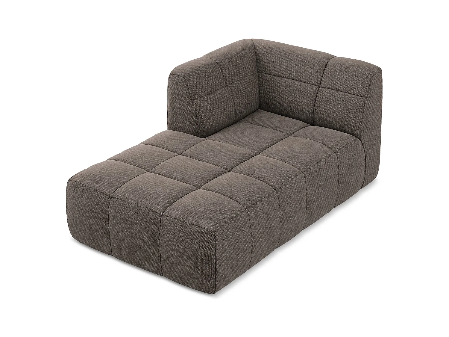 Chaise longue met hoek links van chocolade bouclé - ALOHA