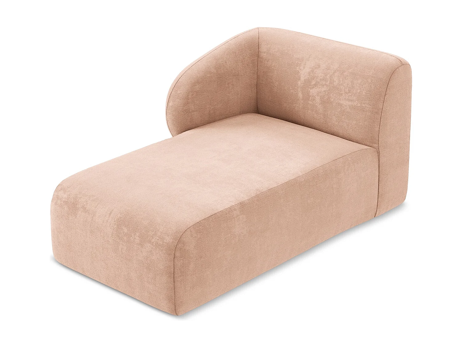 Méridienne gauche en tissu chenille - pêche - LANI