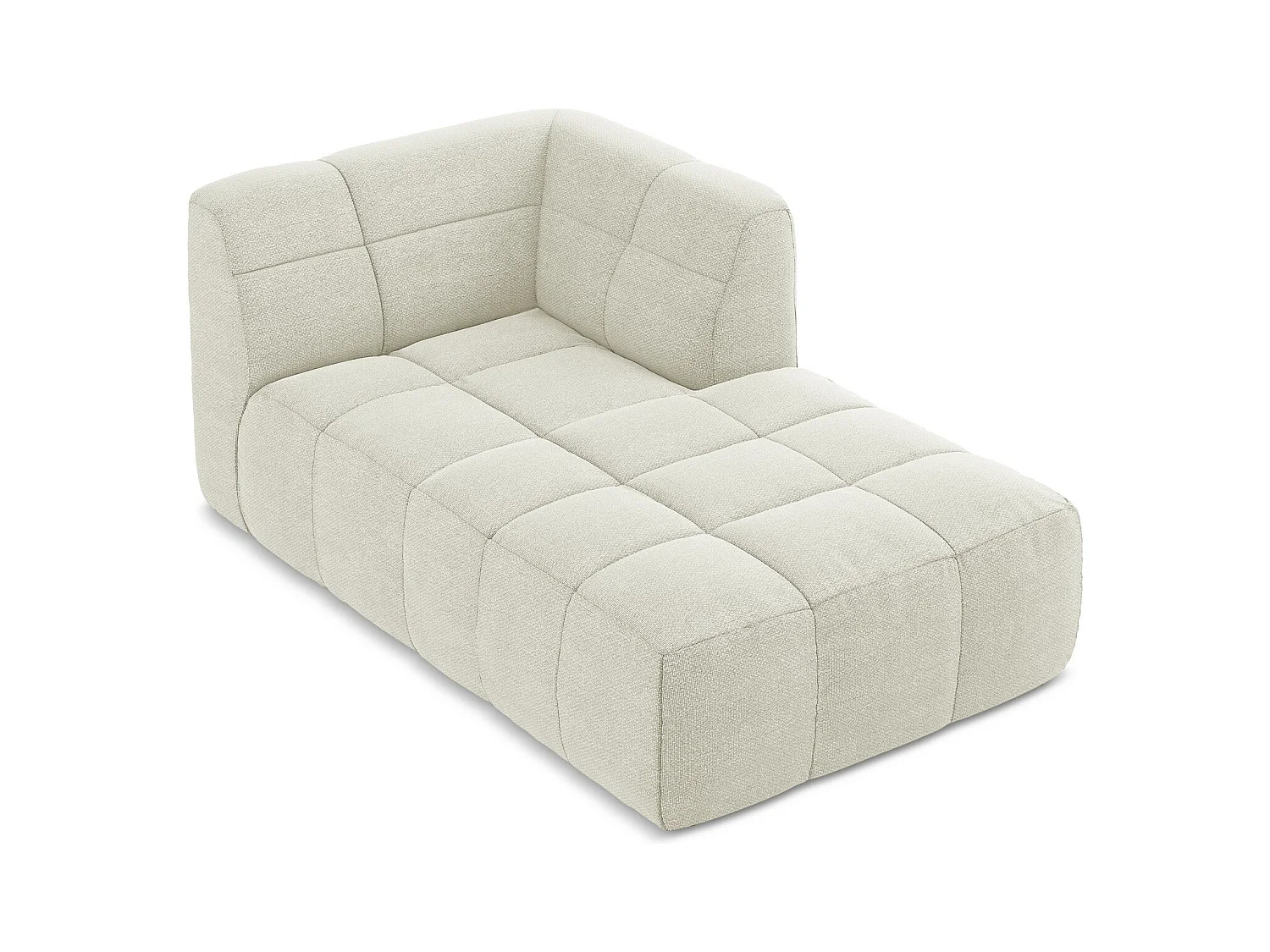 Méridienne droite en tissu bouclette - sable - ALOHA