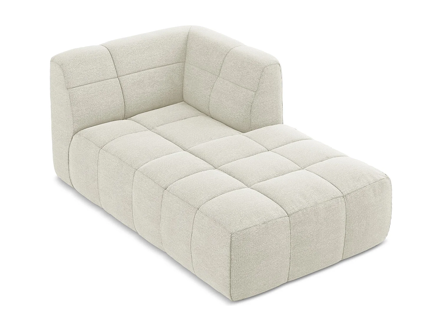 Méridienne droite en tissu bouclette - sable - ALOHA