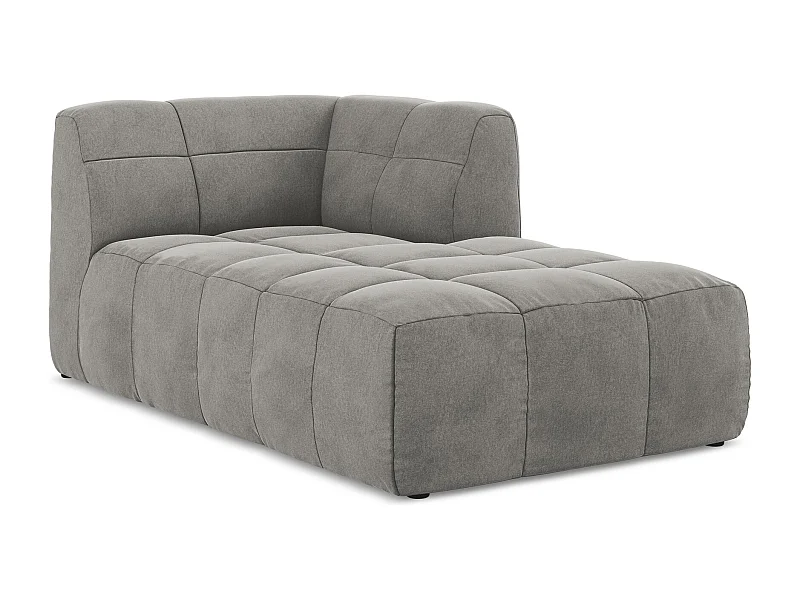 Chaise longue met hoek rechts van grijs velours - ALOHA