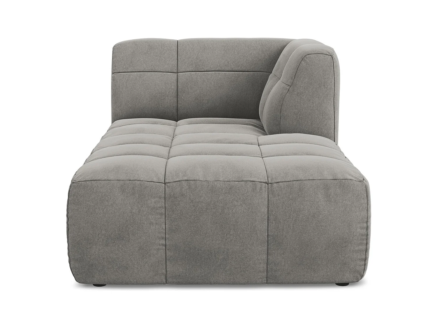 Chaise longue met hoek rechts van grijs velours - ALOHA