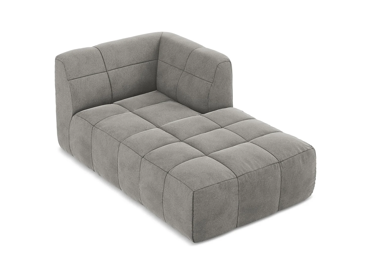 Chaise longue met hoek rechts van grijs velours - ALOHA