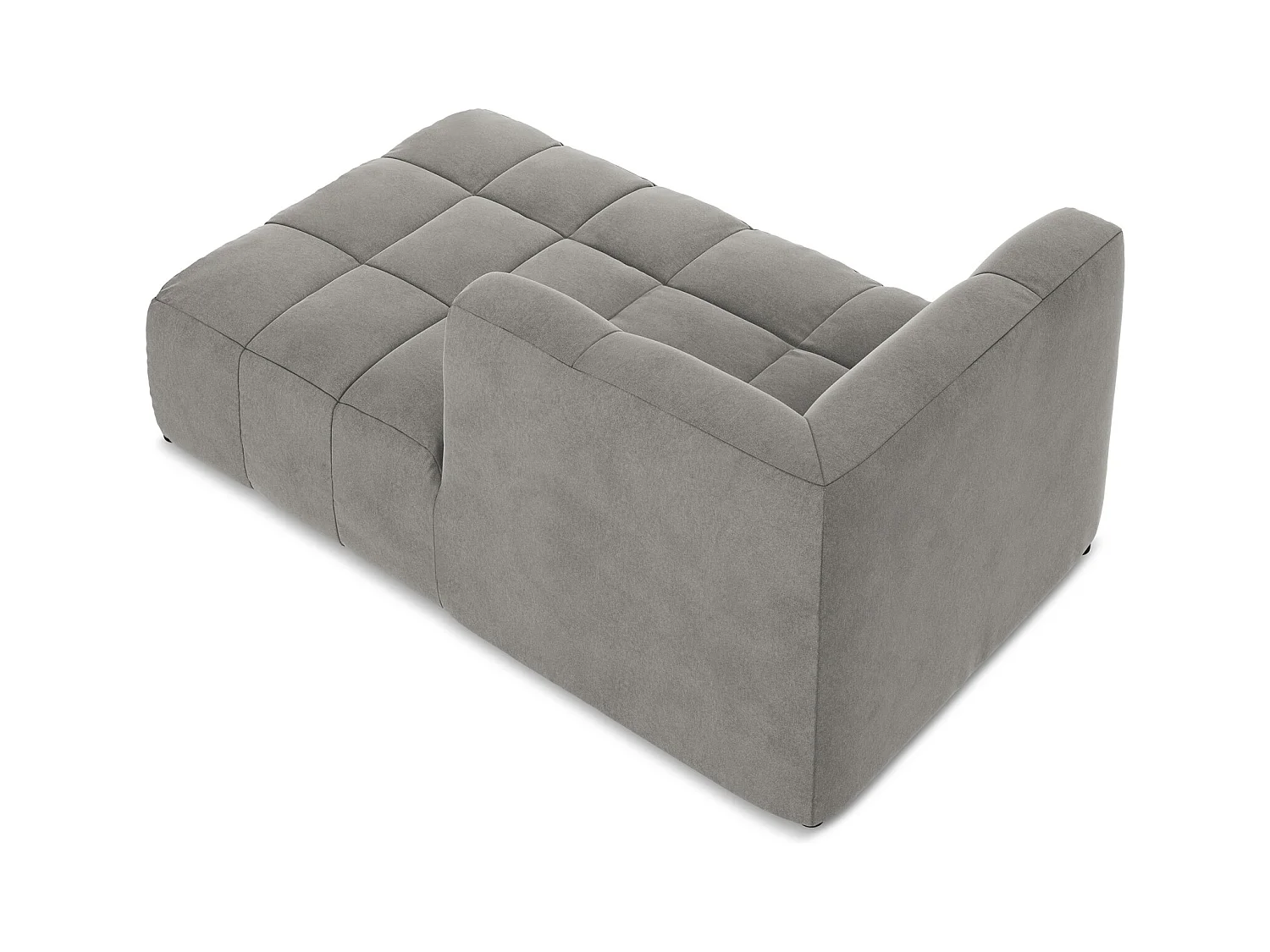 Chaise longue met hoek rechts van grijs velours - ALOHA