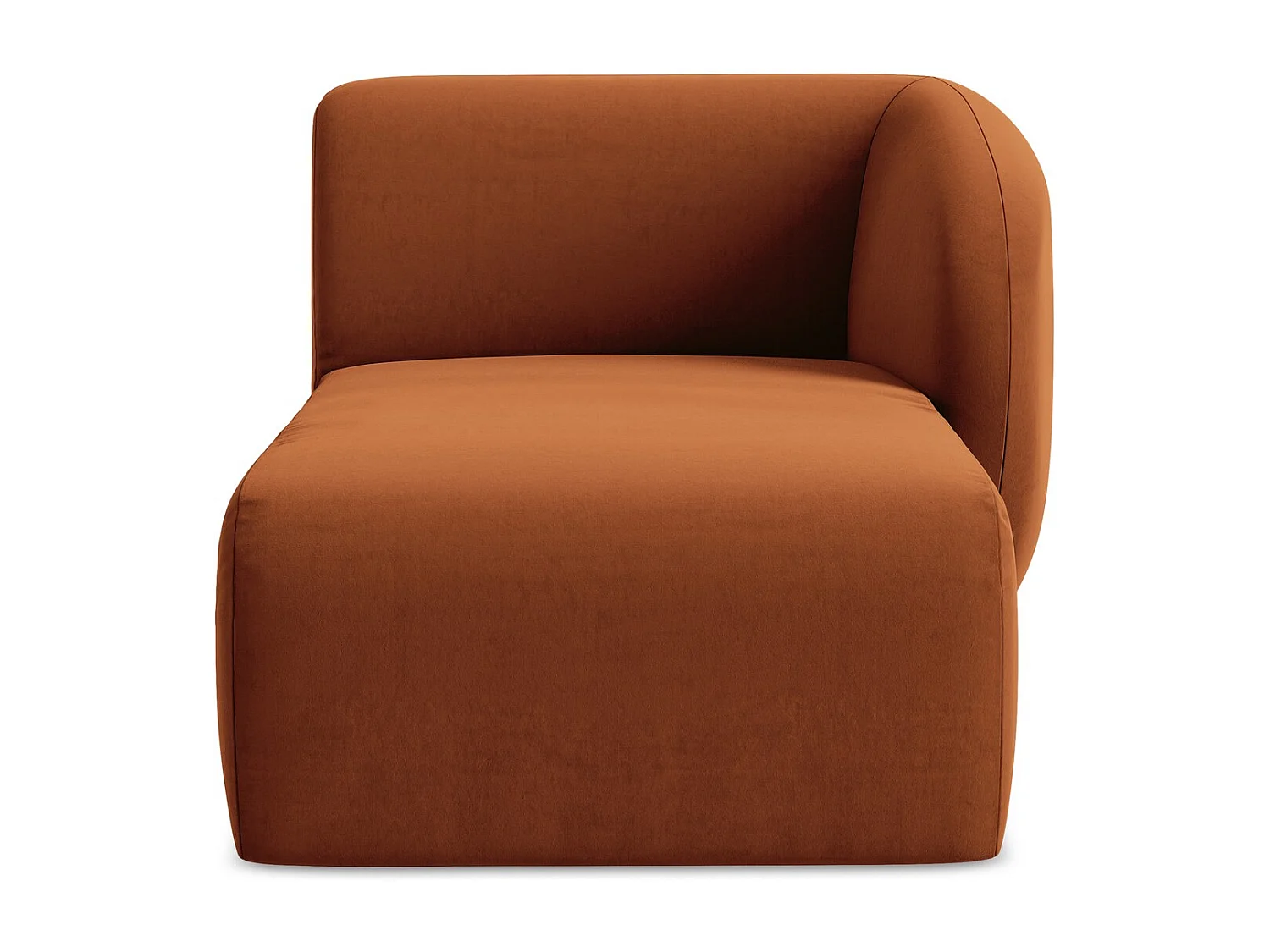 Méridienne droite en velours - terre cuite - LANI