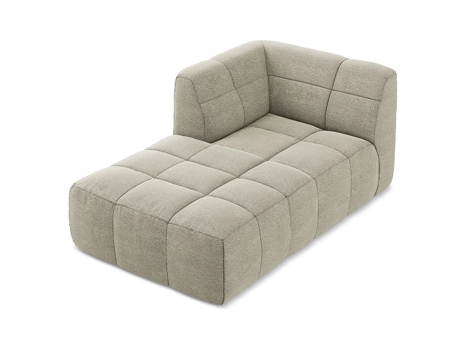 Chaise longue met hoek links van taupe bouclé - ALOHA