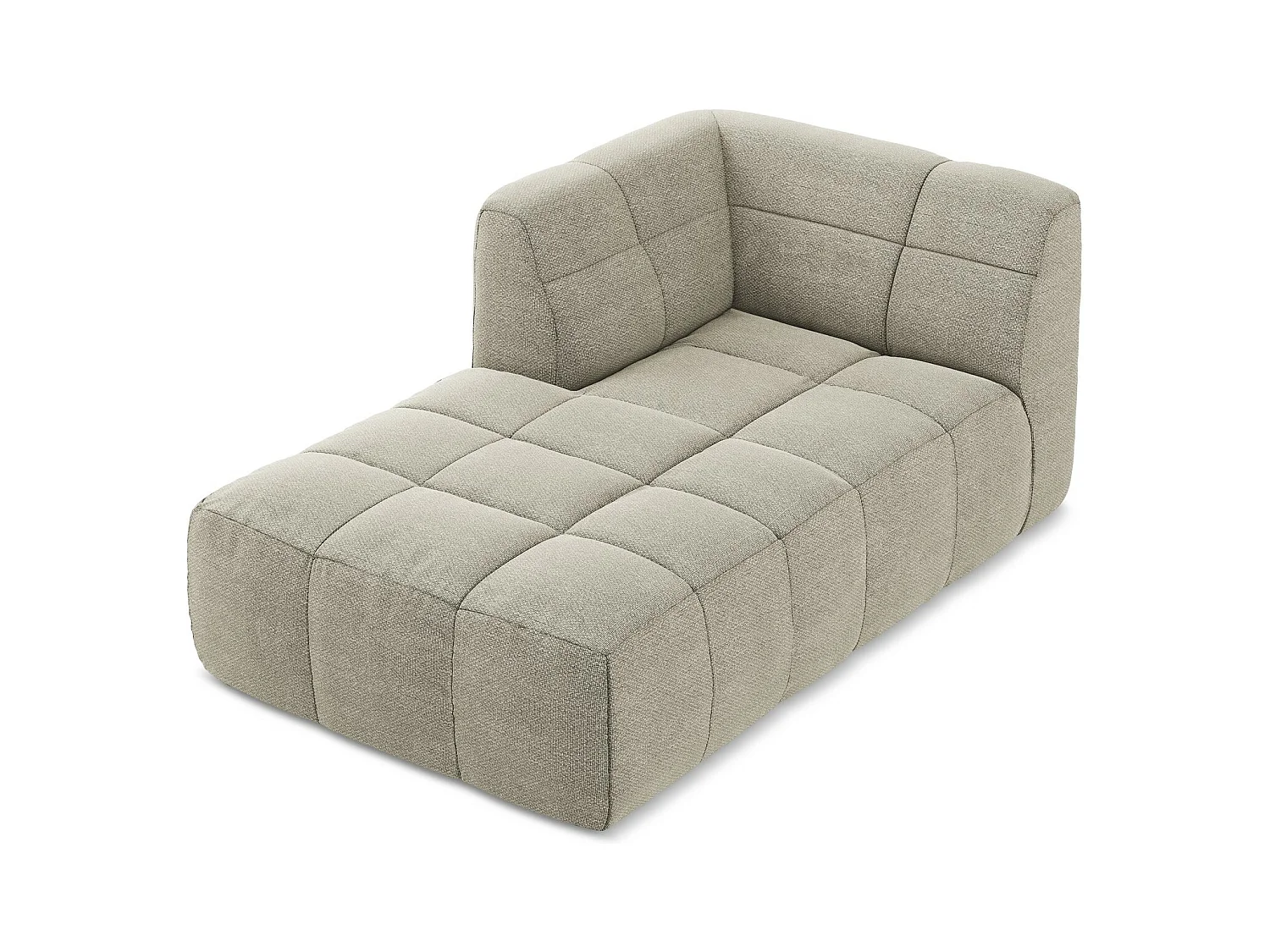 Méridienne gauche en tissu bouclette - taupe - ALOHA