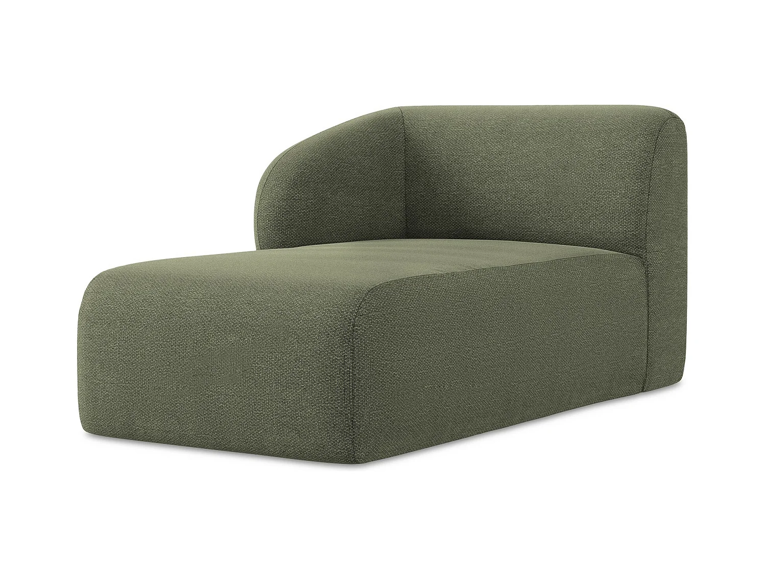 Méridienne gauche en tissu bouclette - olive - LANI