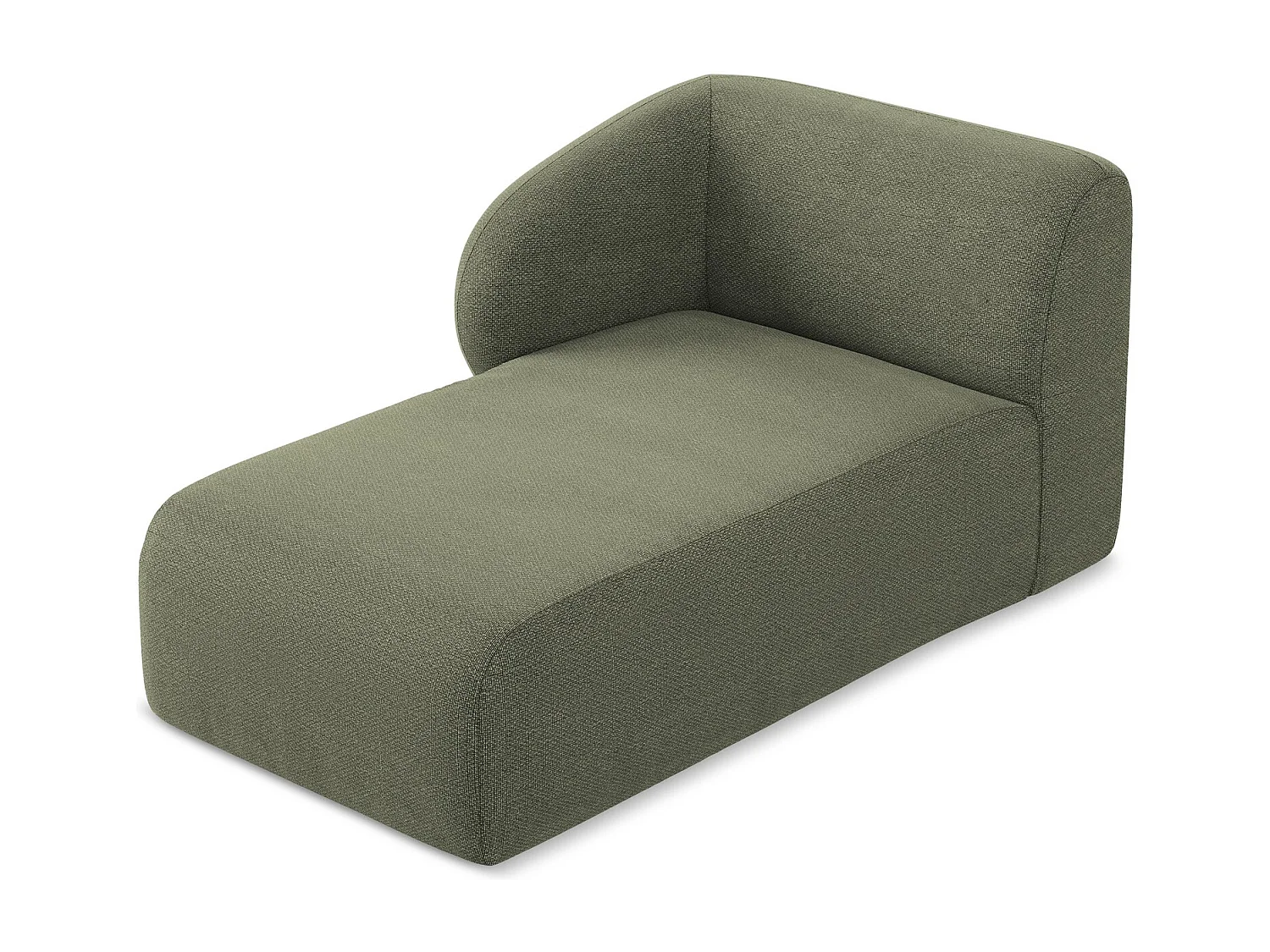 Méridienne gauche en tissu bouclette - olive - LANI