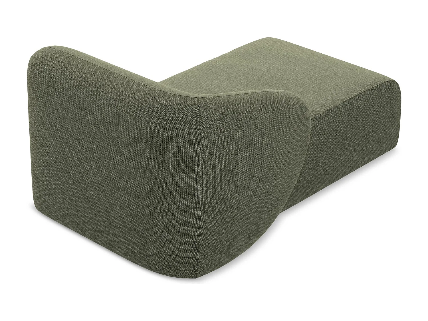 Méridienne gauche en tissu bouclette - olive - LANI