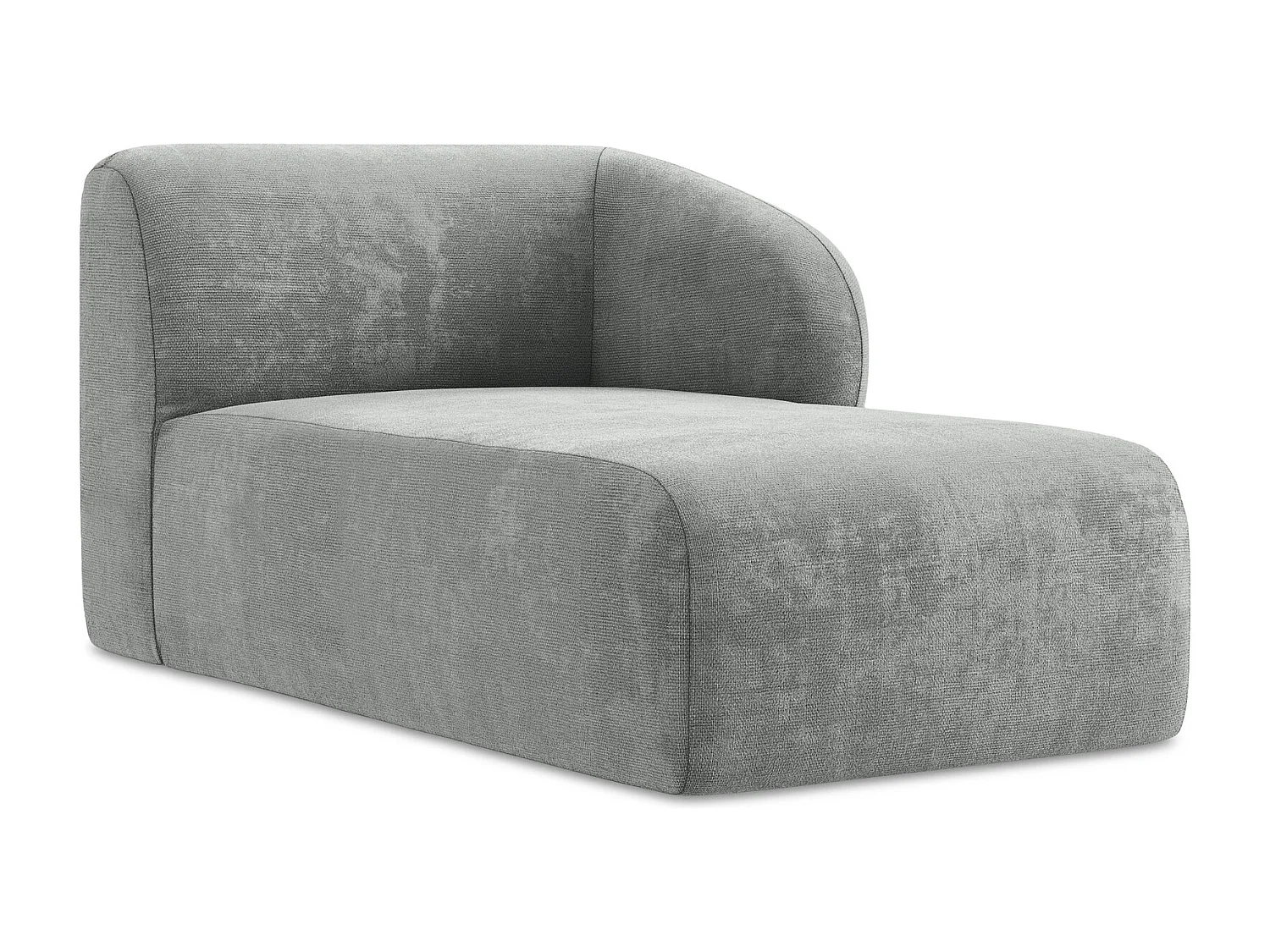 Chaise longue met hoek rechts van grijs chenille stof - LANI