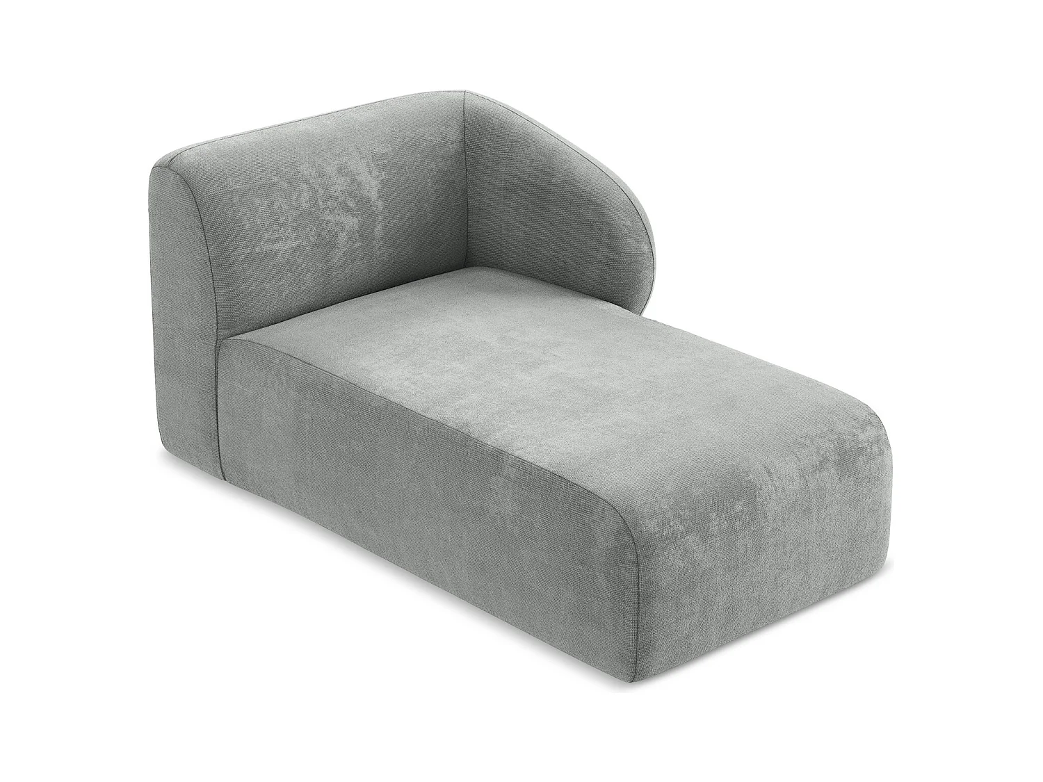 Chaise longue met hoek rechts van grijs chenille stof - LANI