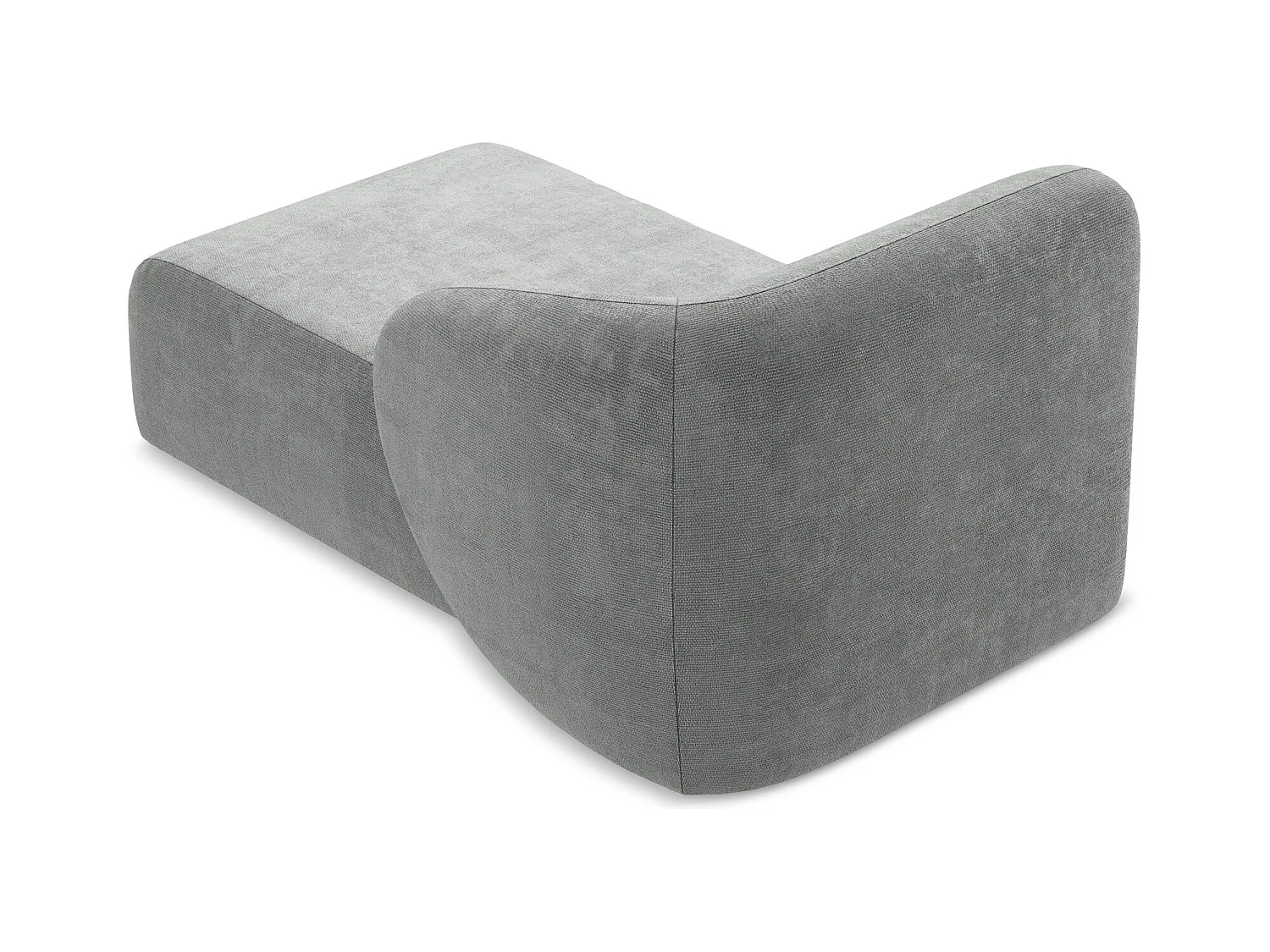 Chaise longue met hoek rechts van grijs chenille stof - LANI