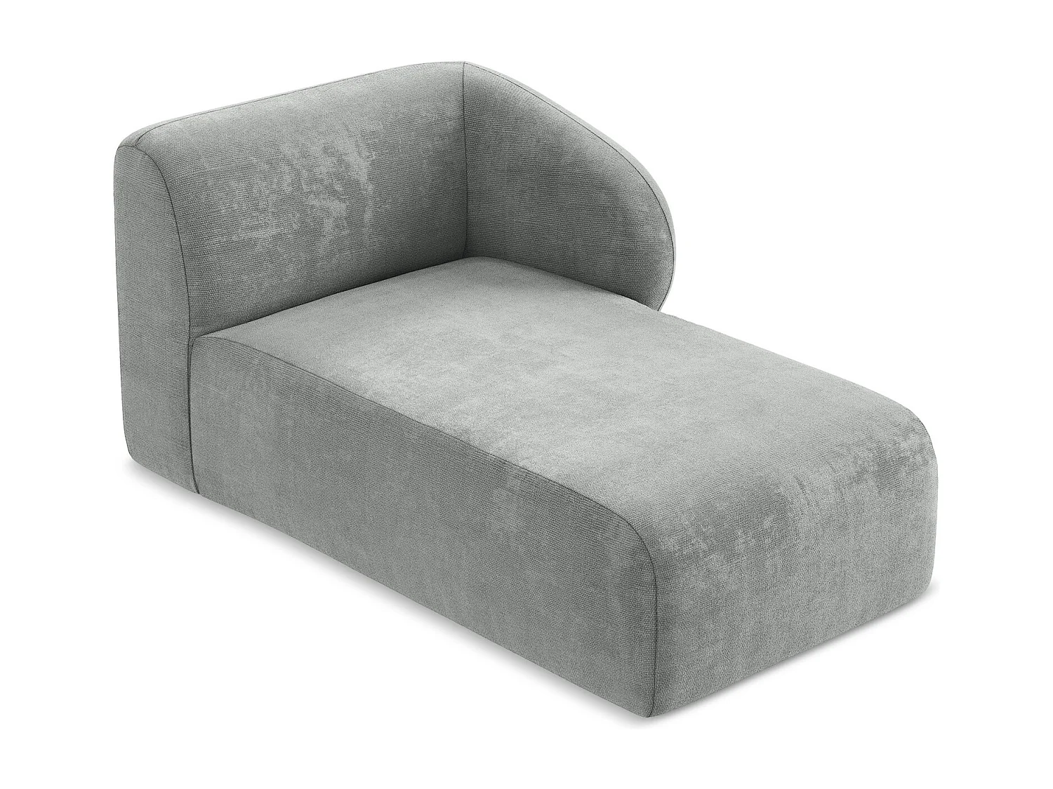 Méridienne droite en tissu chenille - gris - LANI