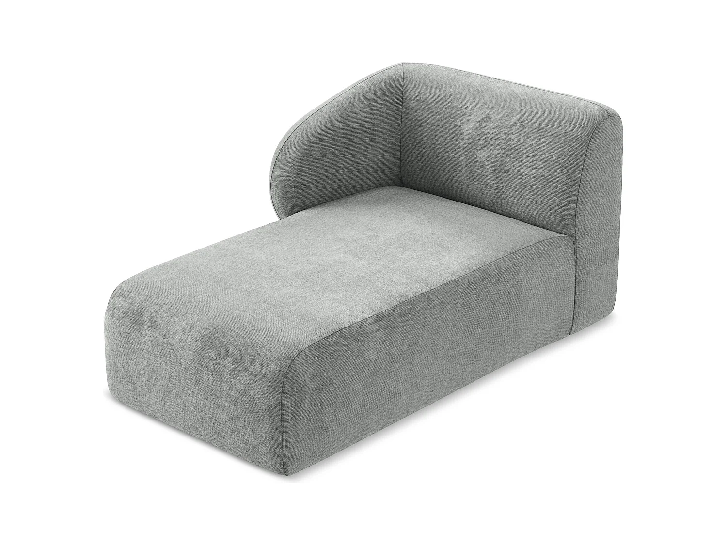 Chaise longue met hoek links van grijs chenille stof - LANI
