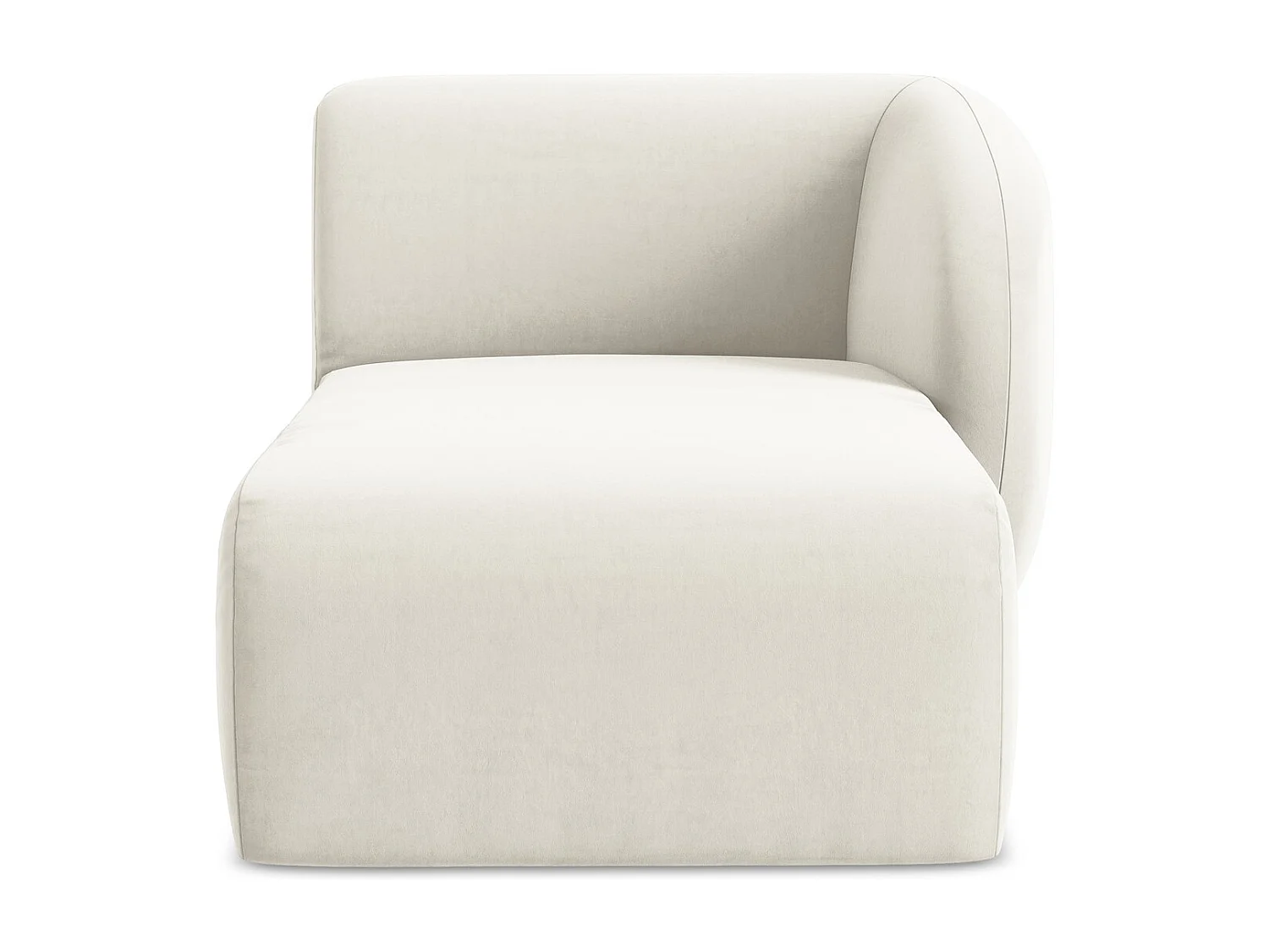 Méridienne droite en velours - beige clair - LANI