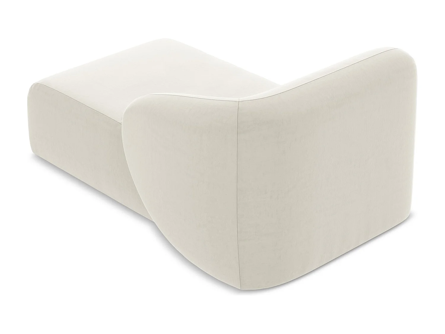 Méridienne droite en velours - beige clair - LANI