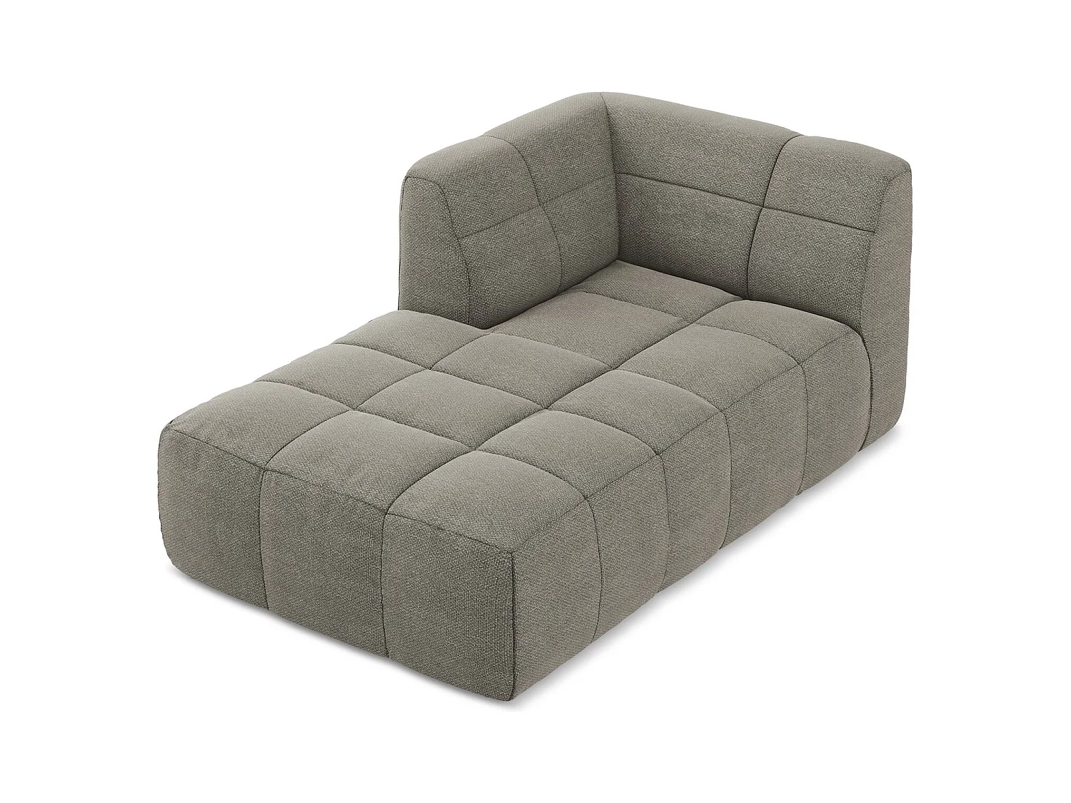 Chaise longue met hoek links van grijs bouclé - ALOHA