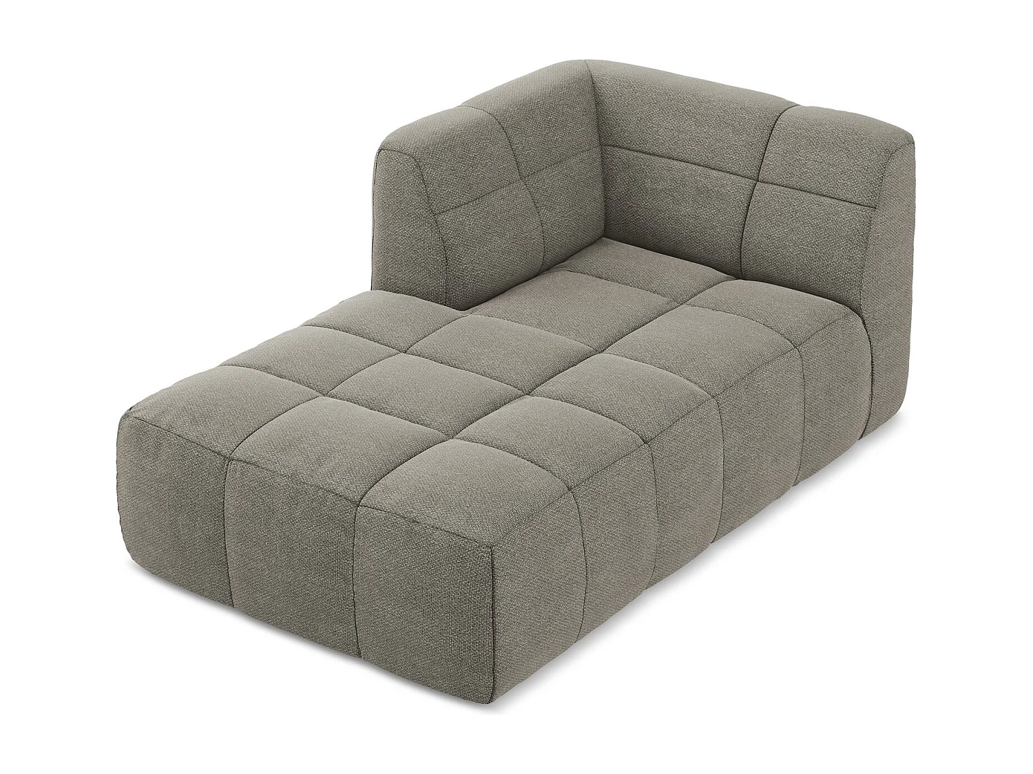 Méridienne gauche en tissu bouclette - gris - ALOHA