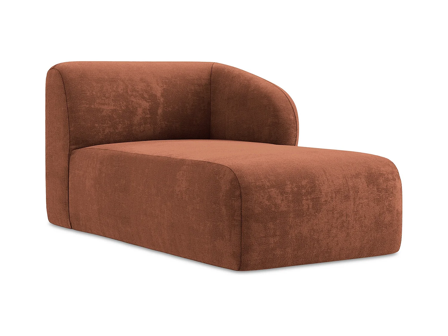 Méridienne droite en tissu chenille - terre cuite - LANI