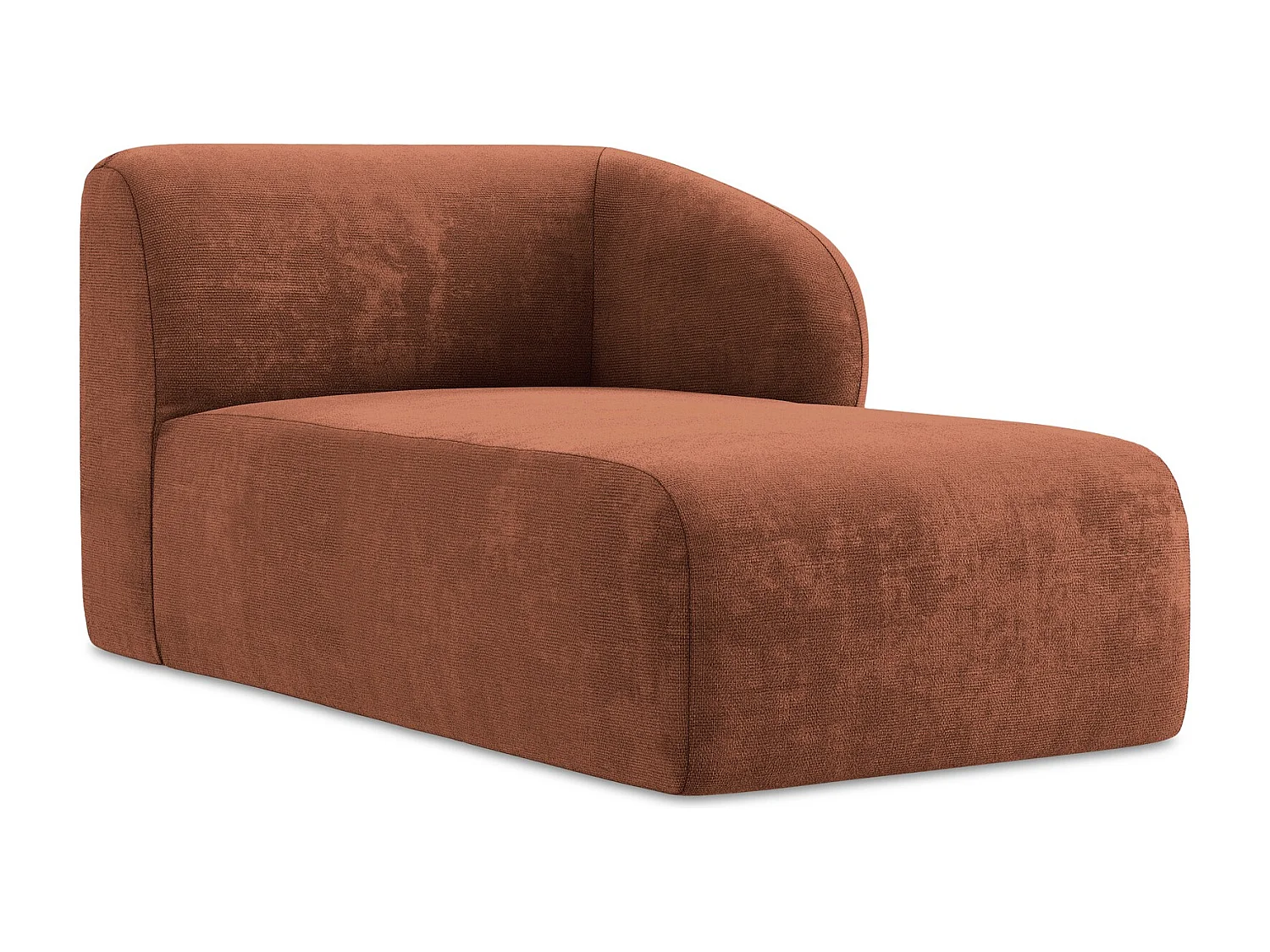 Méridienne droite en tissu chenille - terre cuite - LANI