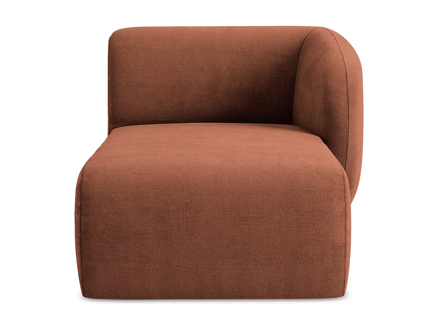 Méridienne droite en tissu chenille - terre cuite - LANI