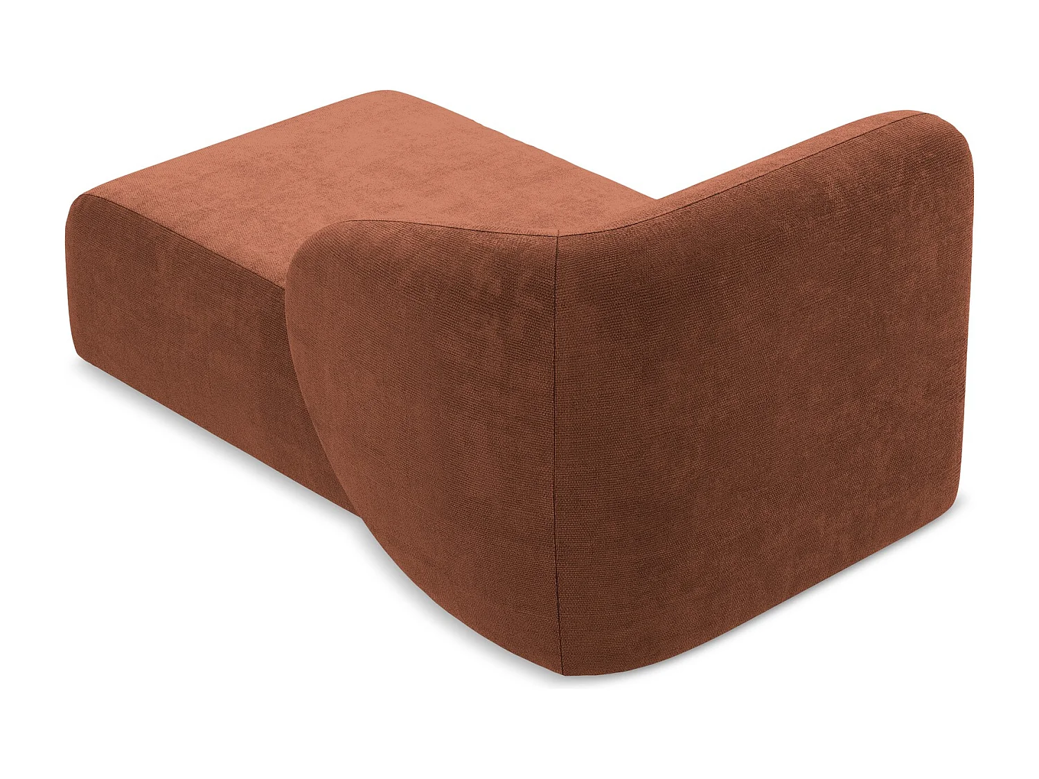 Méridienne droite en tissu chenille - terre cuite - LANI