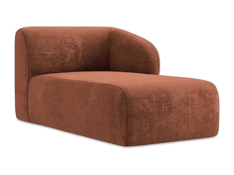 Méridienne droite en tissu chenille - terre cuite - LANI