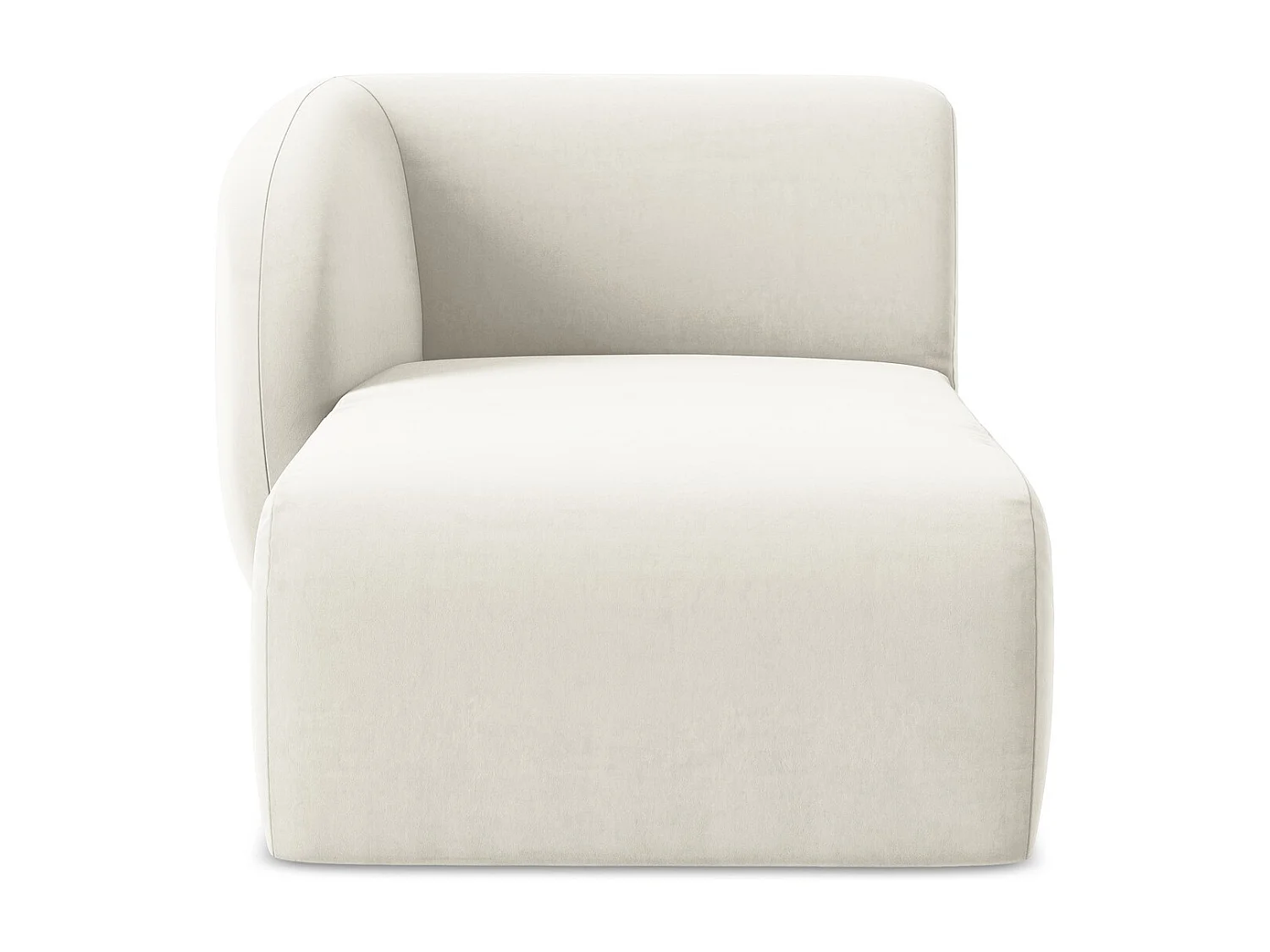 Méridienne gauche en velours - beige clair - LANI