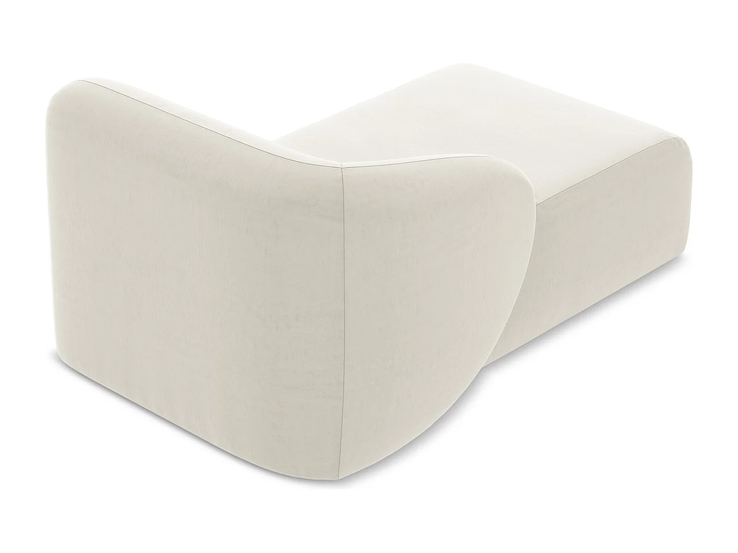 Méridienne gauche en velours - beige clair - LANI