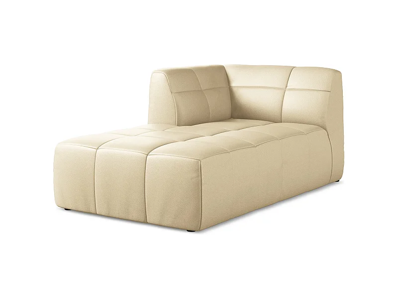 Szezlong lewostronny - ze skóry syntetycznej - beżowy - ALOHA