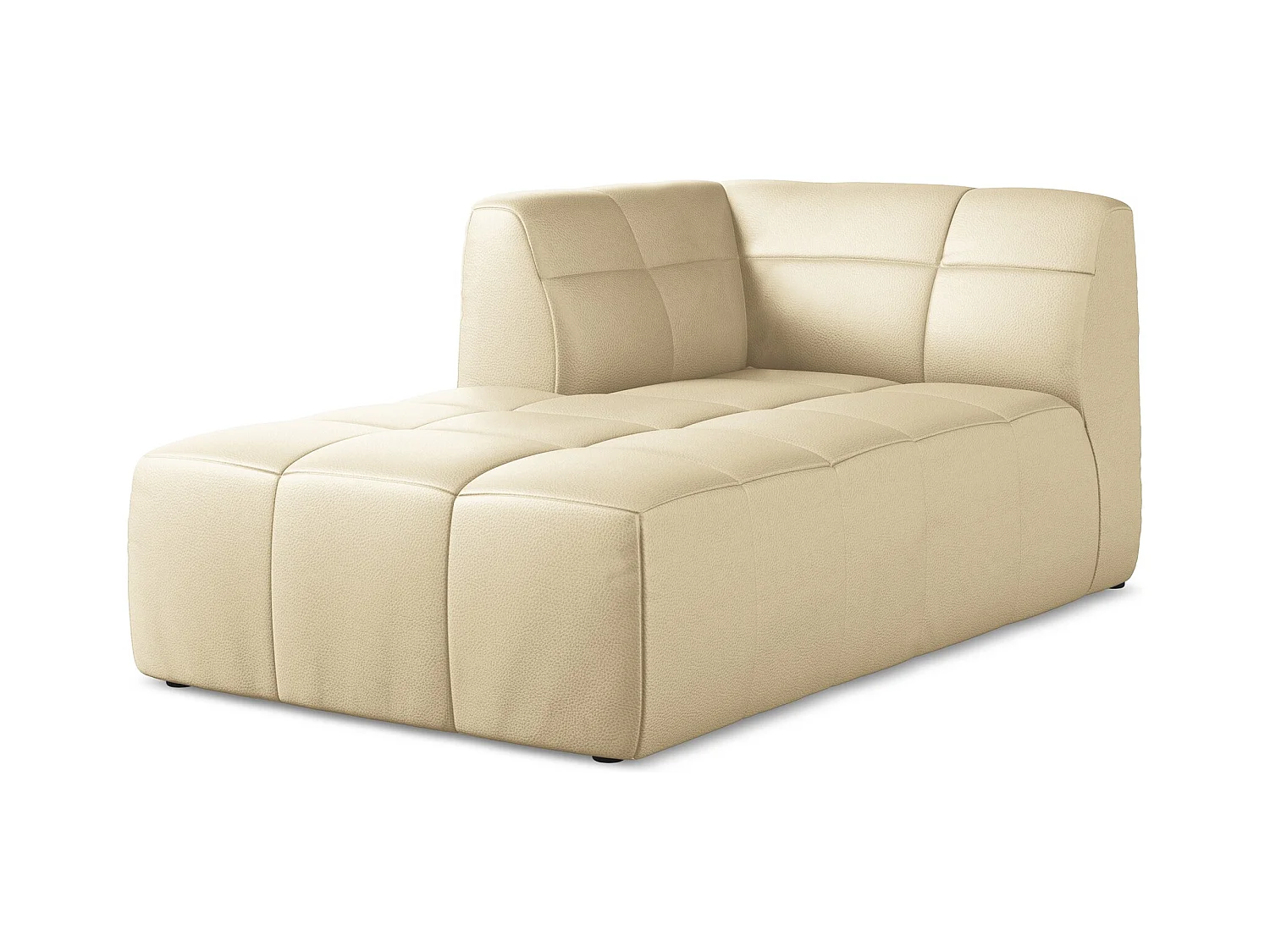 Chaise longue met hoek links van beige kunstleer - ALOHA