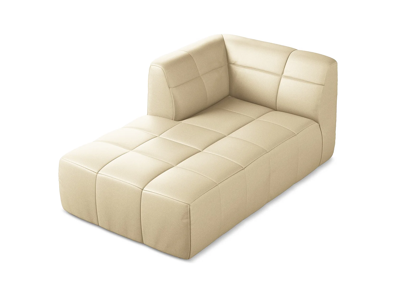 Chaise longue met hoek links van beige kunstleer - ALOHA
