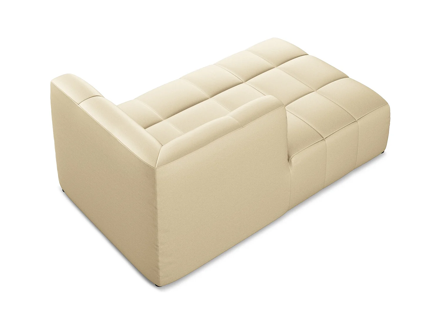 Chaise longue met hoek links van beige kunstleer - ALOHA