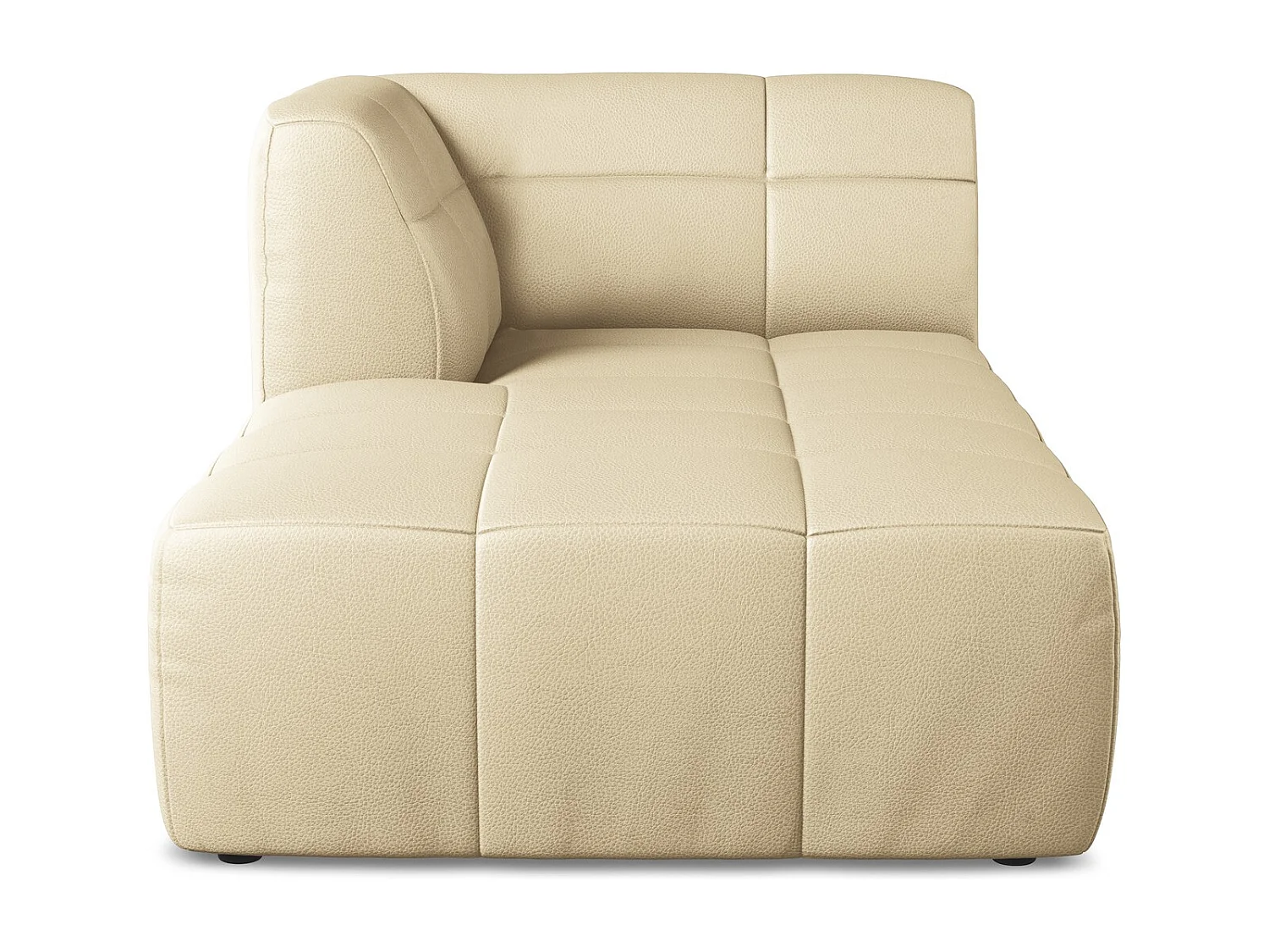 Chaise longue met hoek links van beige kunstleer - ALOHA