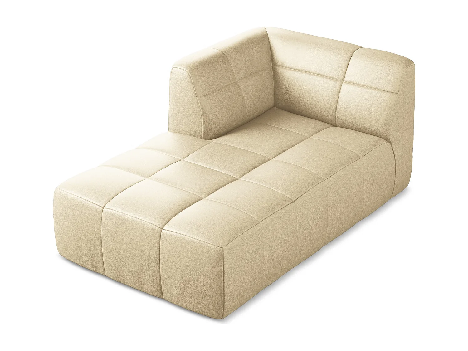 Chaise longue met hoek links van beige kunstleer - ALOHA