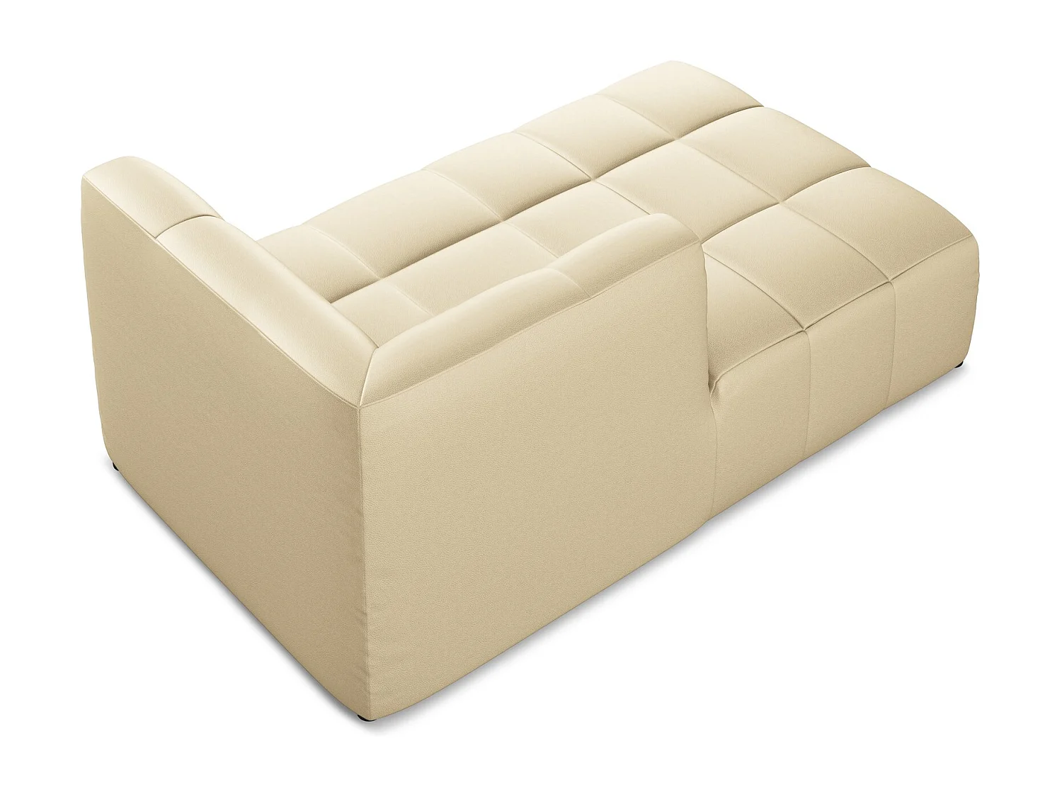 Chaise longue met hoek links van beige kunstleer - ALOHA